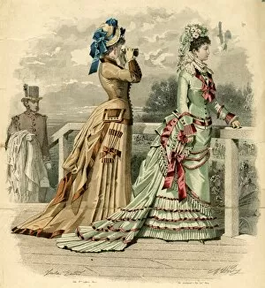 Images Dated 15th July 2016: Costume plate, two women out walking