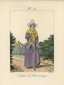 Femmes Prints: Costume of Pont lEveque. Bavolet bonnet with papillon butterfly wings fixed at the temples