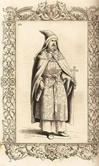 16th Century Prints: Costume of a priest of legendary Christian patriarch Prester Joh