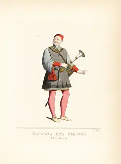 Levyfils Prints: Costume of a secular lawyer to the church, 15th century