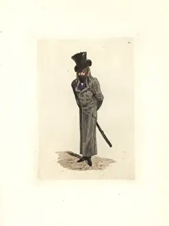 Directoire Prints: Costume of Tournesol, police agent in henchmans outfit