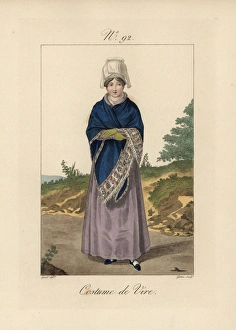 Alsation Gallery: Costume of Vire Bavolet bonnet with short tails