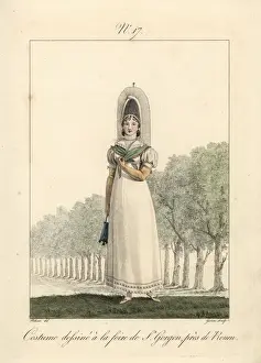 Costume of a woman near Rouen, 1827