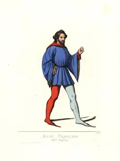 1861 Prints: Costume of a young French man, 14th century