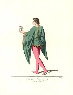 Costume of a young French man, 14th century