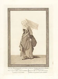 Basel Prints: Costume of a young woman of Basel, 16th century