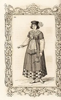 Costume of a young woman of Lolland, 16th century