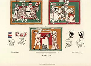 Codex Collection: Costumes and armour of German knights, 13th century