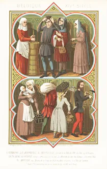 14th Century Prints: Costumes of Belgium in the 14th century