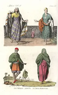 Shawl Prints: Costumes of the Berbers, North Africa, early 19th century