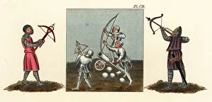 14th Century Prints: Costumes of bowmen and artillery, 14th century