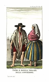 Poncho Collection: Costumes of the common native people of Concepcion, Chile