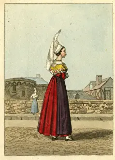 Harcourt Prints: Costumes of Europe, Farmers Wife, Harcourt near Caux