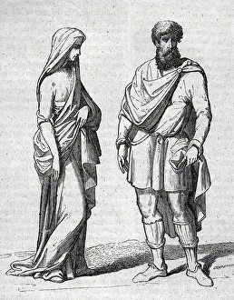 Costumes of the Goths of the plebs. Engraving, 1852