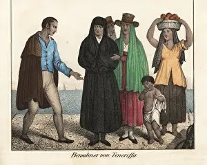 Tenerife Prints: Costumes of men and women of Tenerife, Canary Islands