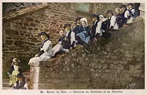 Costumes of Morbihan and Finistere, Brittany, France