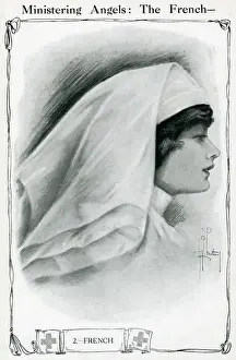 Headgear Prints: Costumes of the Red Cross: an French nurse, 1915