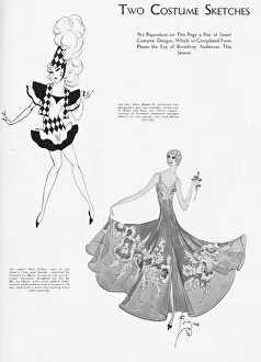 Two costumes sketches by Mabel E. Johnston