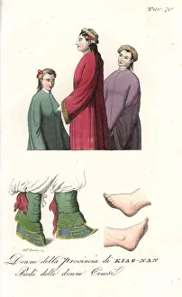 Ferrrario Prints: Costumes of women of Kiangnan province and footbinding