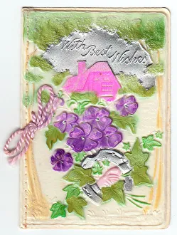 Plastic Collection: Cottage on an embossed greetings card