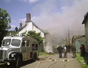 Emergency Prints: Cottage on fire, Exminster, Devon