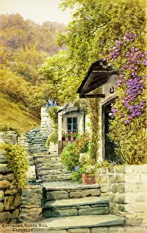 Clovelly Prints: Cottages, North Hill, Clovelly, Devon
