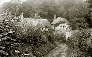 Tiverton Prints: Cottages at Rock Copse - Exe Valley, Devon - near Tiverton