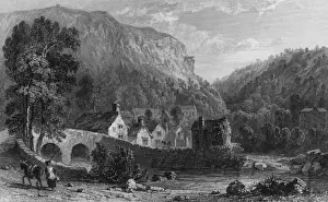 Cottages in a valley at Lynmouth, Devon