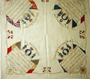 Images Dated 28th October 2017: Cotton hankerchief - National Anthems of the Allies