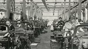 Baskets Collection: Cotton weavers at their looms, Preston, Lancashire