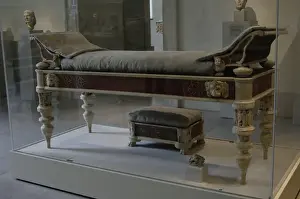 Inlay Prints: Couch and footstool with bone carvings and glass inlays. 1st