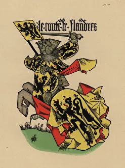 Flandre Gallery: Count of Flanders, Comte de Flandre, with standard