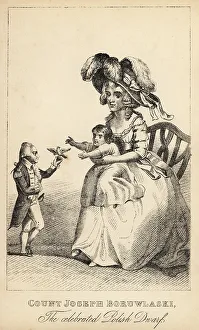Memoirs And Anecdotes Prints: Count Joseph Boruwlaski and his wife and child, 18th century