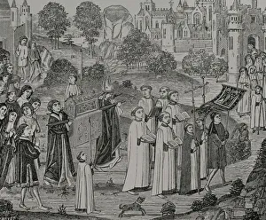 Huyot Prints: Count Renier bearing the body of Saint Veronica
