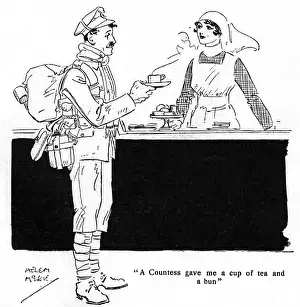 Canteens Prints: A Countess Gave me a cup of tea, WW1 soldier & canteen