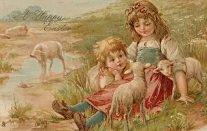 Images Dated 12th November 2019: Country children and lambs