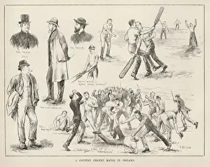 Cricketers Prints: A country cricket match in Ireland
