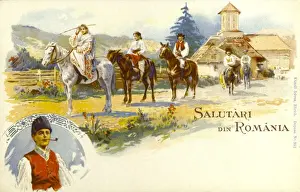 Country Folk on horseback - Romania