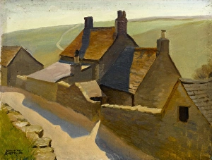 Images Dated 21st December 2011: Country lane with farm buildings and fields