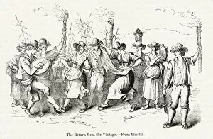 Lute Gallery: Country people dancing on return from the vintage, Italy