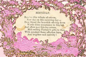 Country scene with Birthday verse on a greetings card