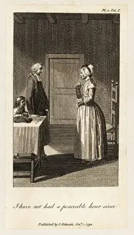 Parlour Prints: A country woman and a curate talking in a parlour, 18th century