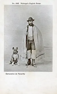 Countryman Prints: Countryman of Tenerife with his bull terrier, Spain
