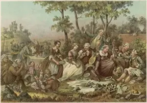 Picnics Prints: Countryside outing of wealthy Swedish citizens