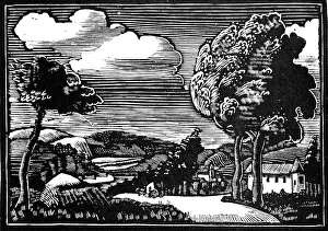 Countryside Woodcut