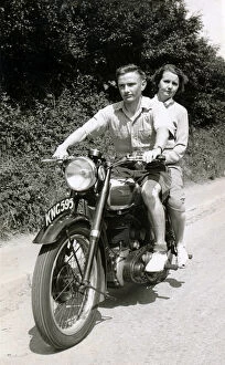 Images Dated 25th April 2016: Couple on a 152 BSA motorcycle