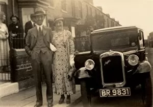 Along Side Collection: Couple and their Austin 7 Saloon