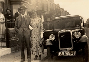 Along Side Collection: Couple and their Austin 7 Saloon