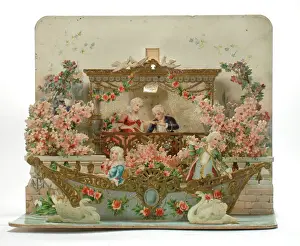 Couple on a balcony on a Christmas card