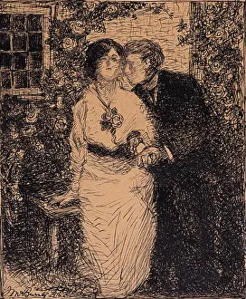 Couple on a Bench in a Garden